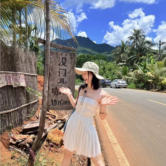 Free people White Strapless Ruched Mini Dress - Picture 4 of 8